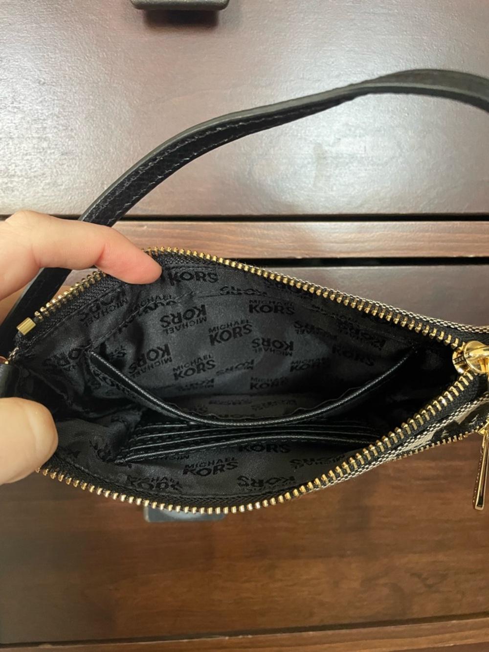 Michael Kors Black & Brown MK Logo Shoulder Bag - Picture 5 of 6